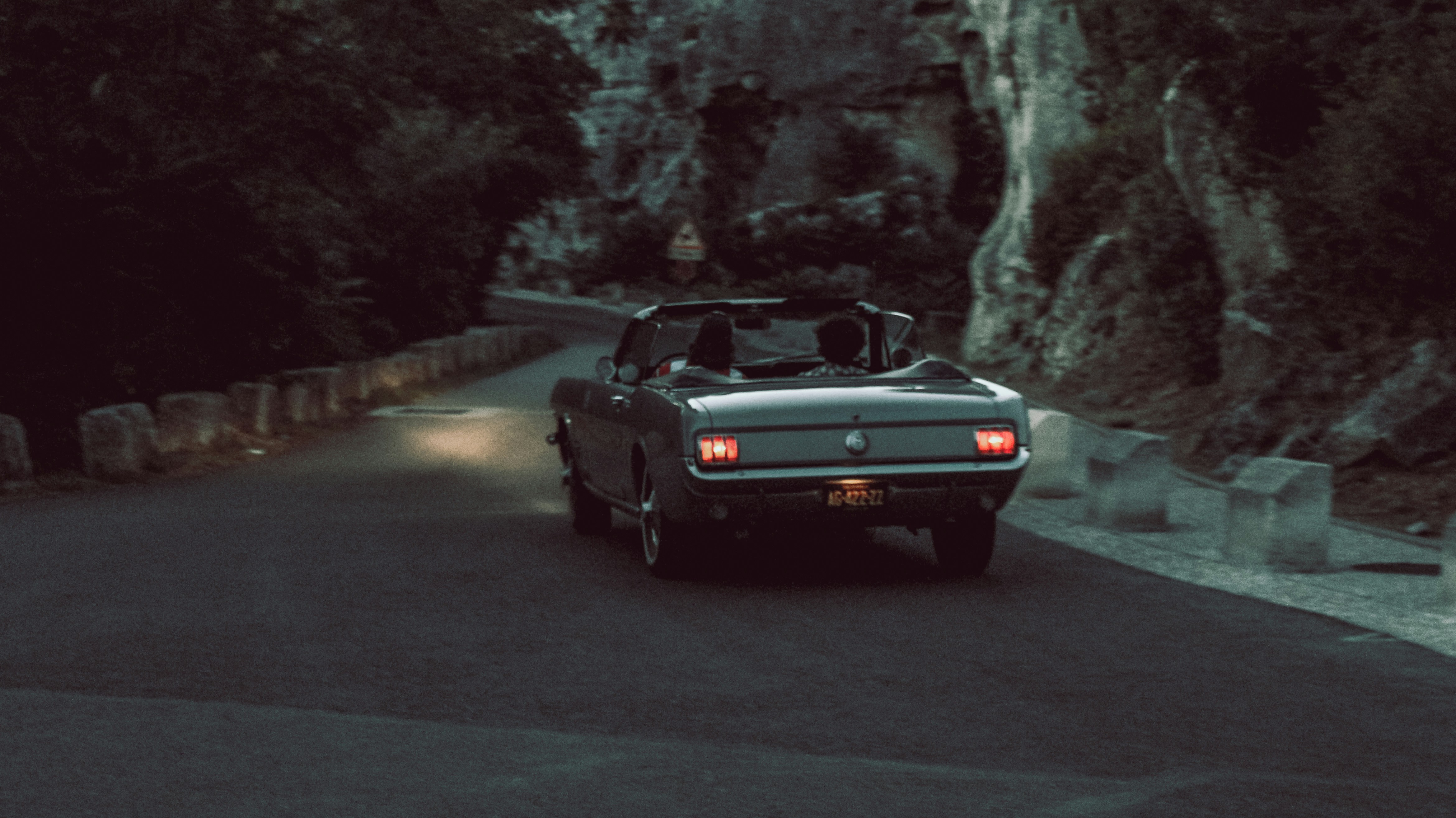 Night scene with strong spotlight